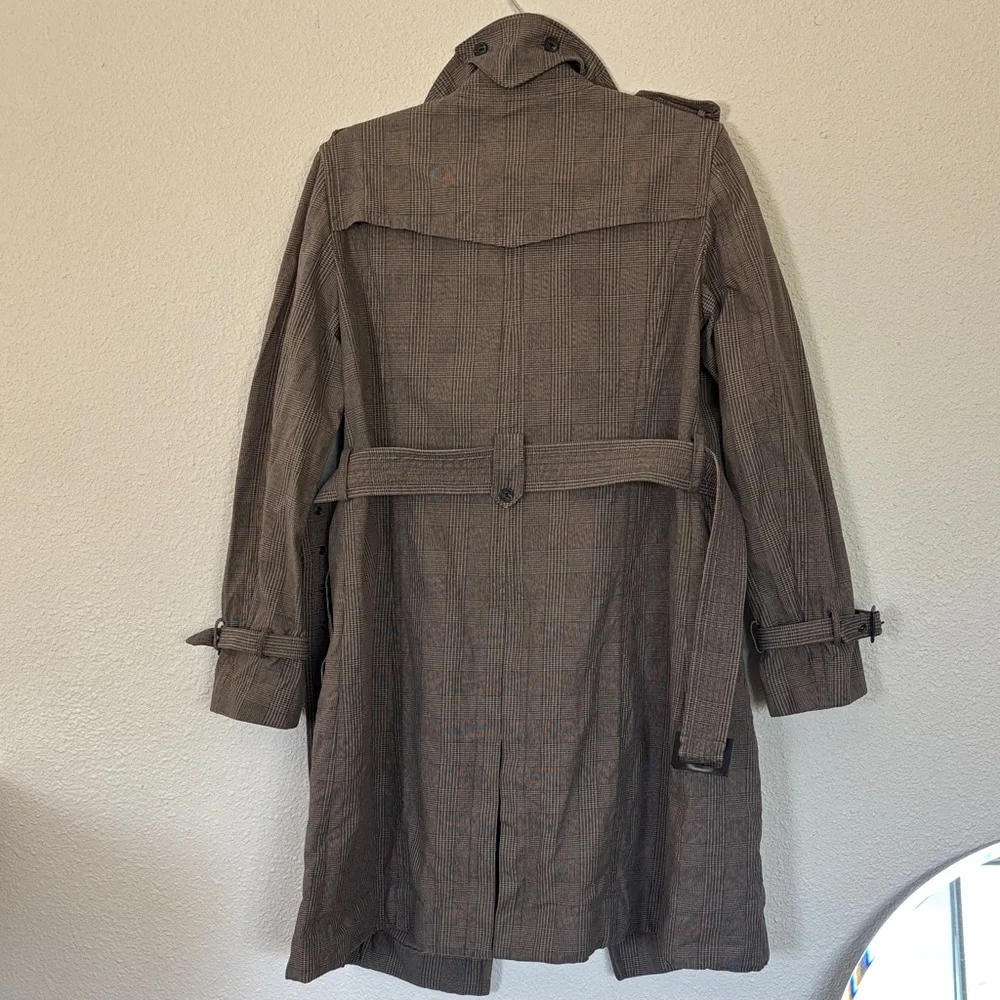 90s dogtooth‎ Trench Coat